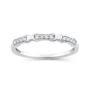EternalDia 0.10 Cttw Diamond Wedding Stackable Band in 10k White Gold