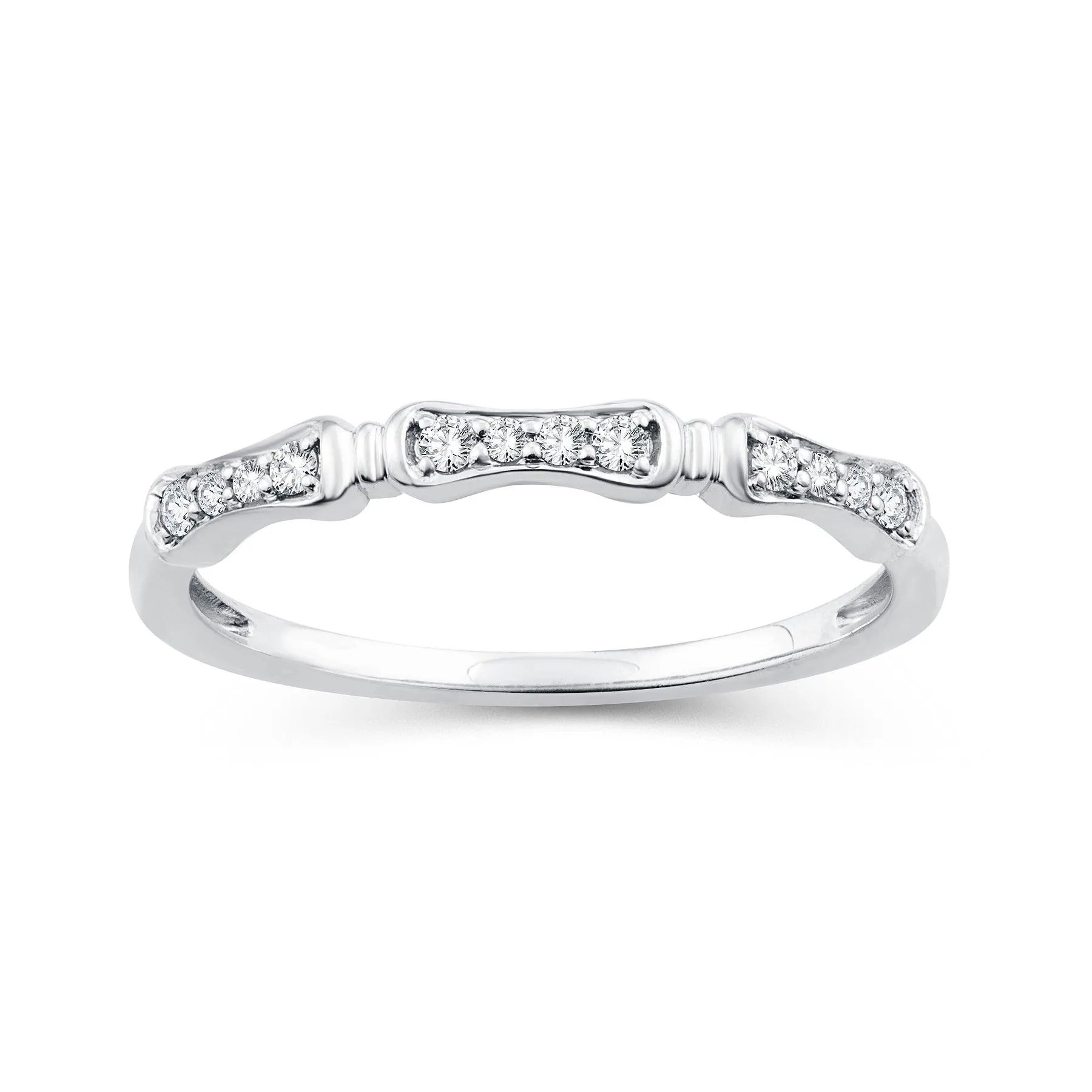 EternalDia 0.10 Cttw Diamond Wedding Stackable Band in 10k White Gold
