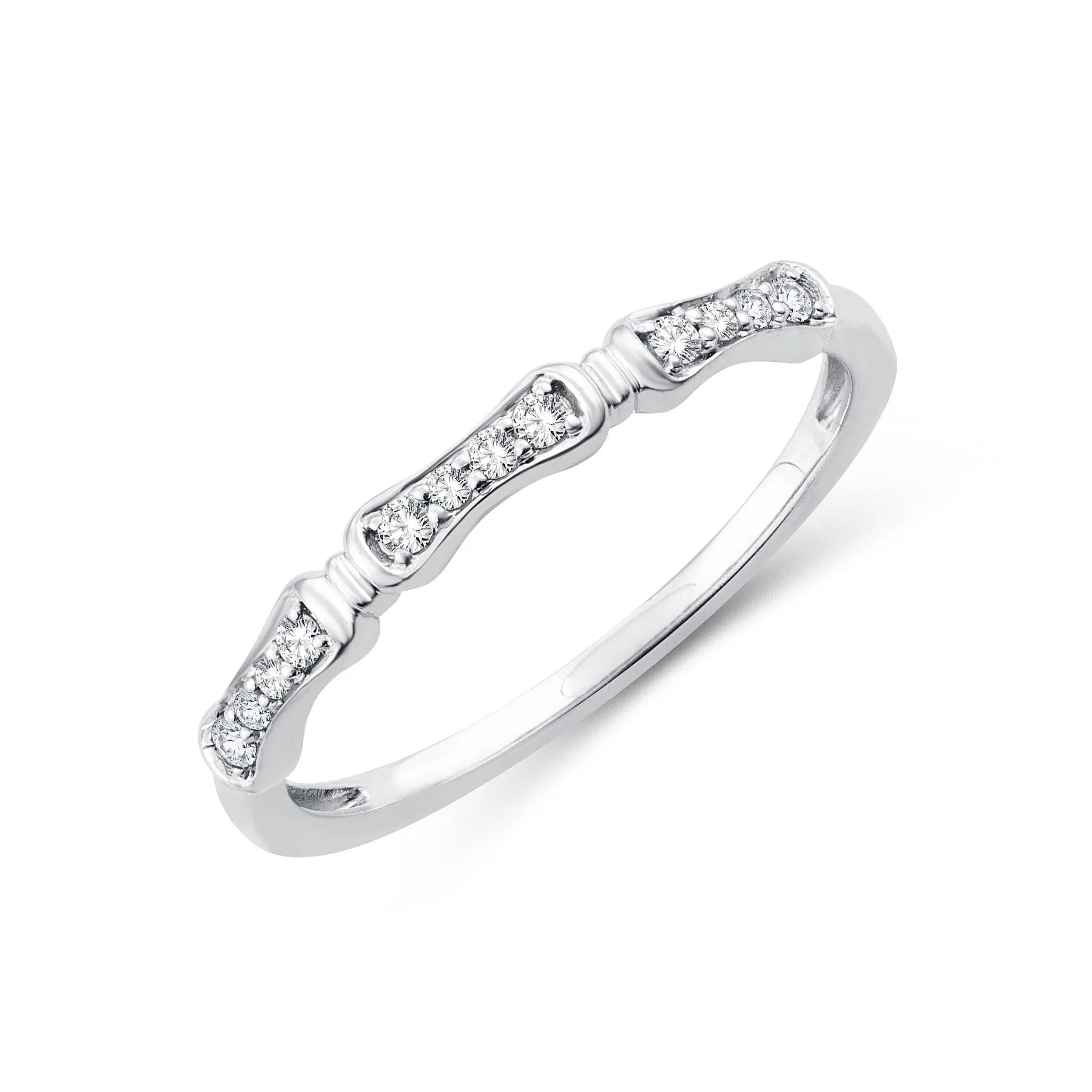 EternalDia 0.10 Cttw Diamond Wedding Stackable Band in 10k White Gold