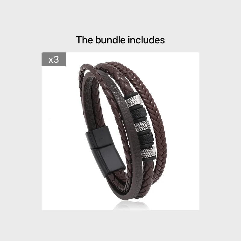 European American DIY Beaded Leather Rope Bracelet