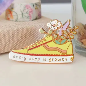Every Step Is Growth Hard Enamel Pin Cartoon Cute Shoes Flower Plants Brooch Metal Accessories Fashion Badge Jewelry Decor Gift