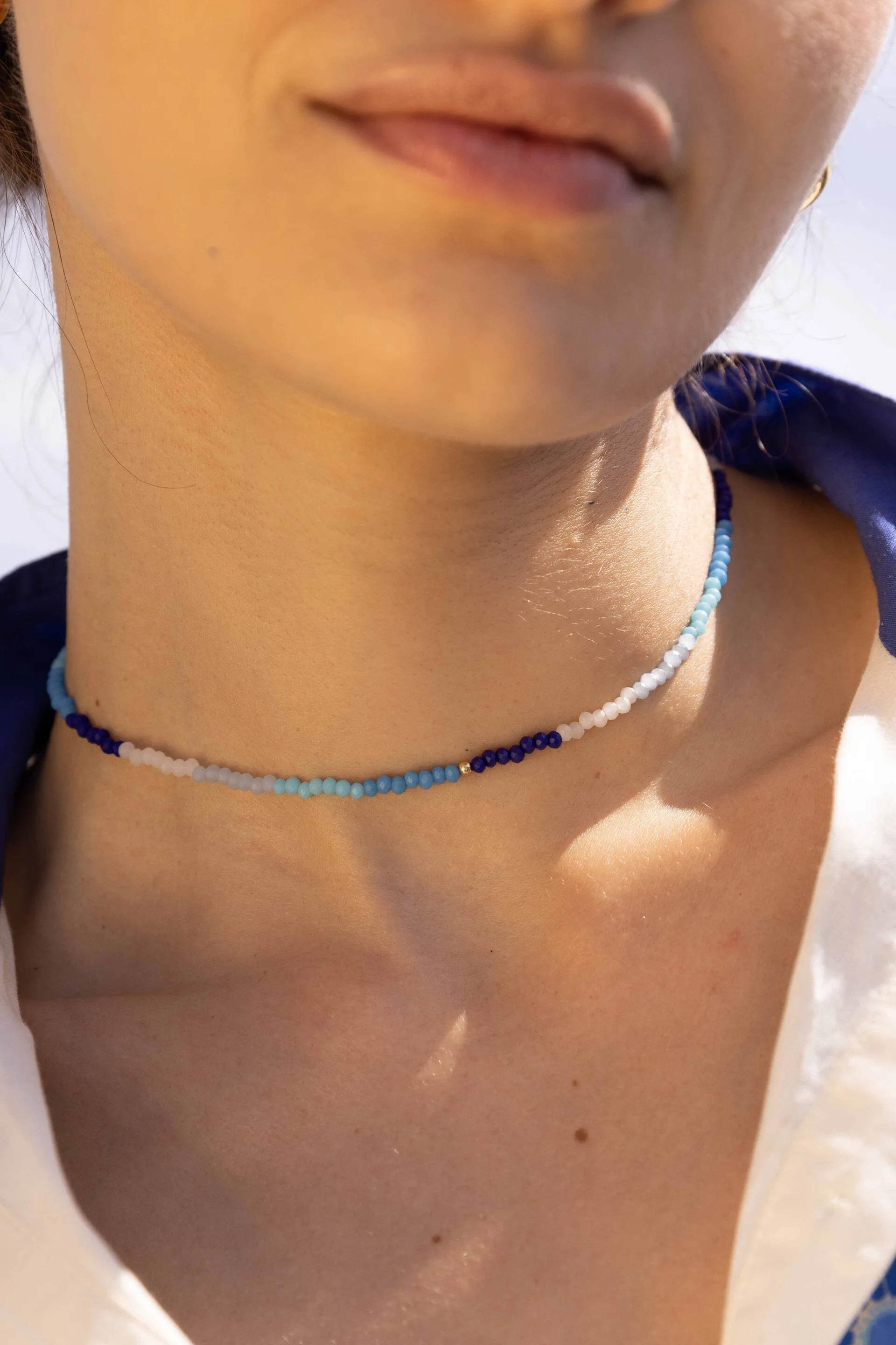 EXPRESS SUNSHINE BEADED NECKLACE OLD TOWN BLUE