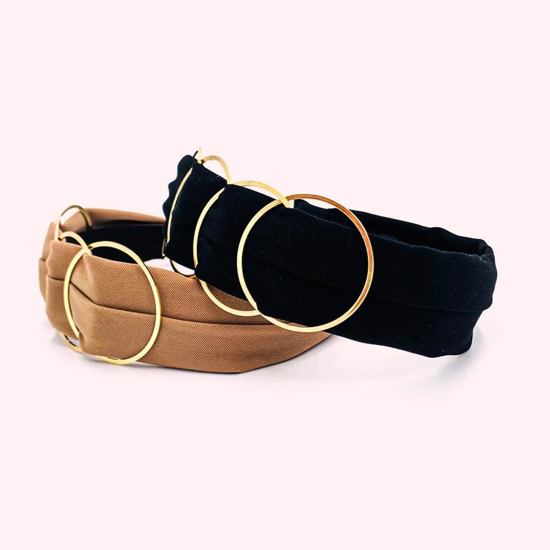 Fabric with Gold Rings Womens Wide Headbands • Orion Model