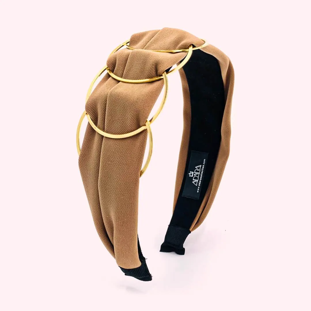 Fabric with Gold Rings Womens Wide Headbands • Orion Model
