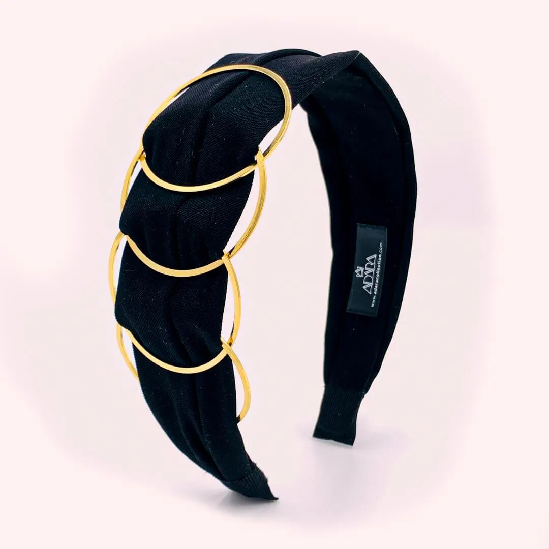 Fabric with Gold Rings Womens Wide Headbands • Orion Model