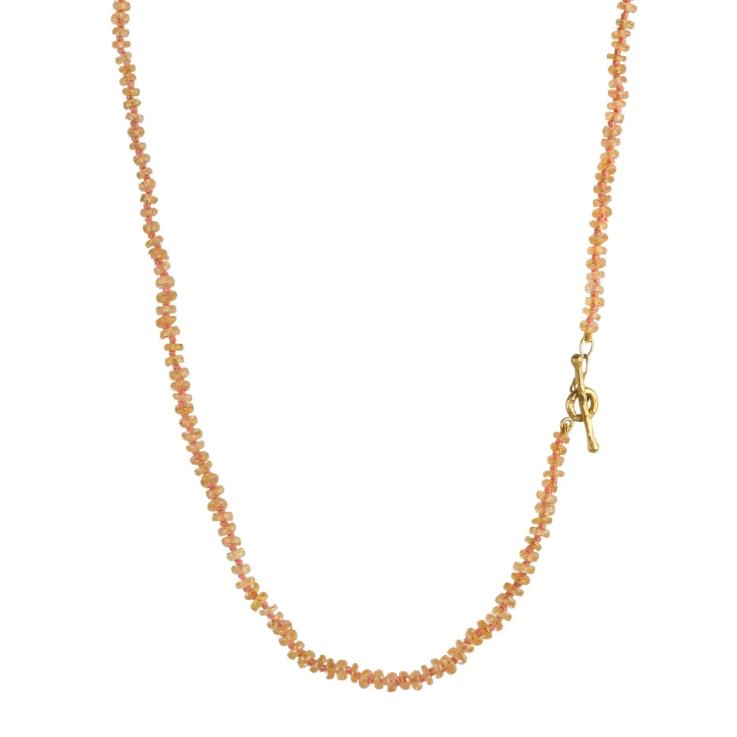 Faceted Apricot Sapphire Beaded Necklace with 22K Toggle Clasp