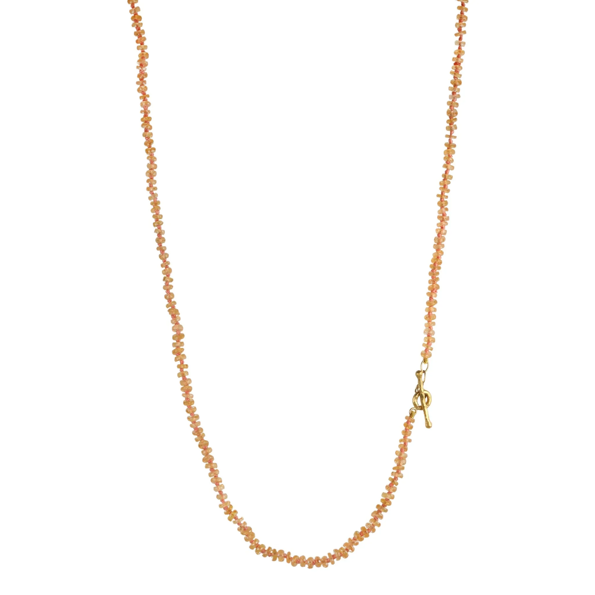 Faceted Apricot Sapphire Beaded Necklace with 22K Toggle Clasp