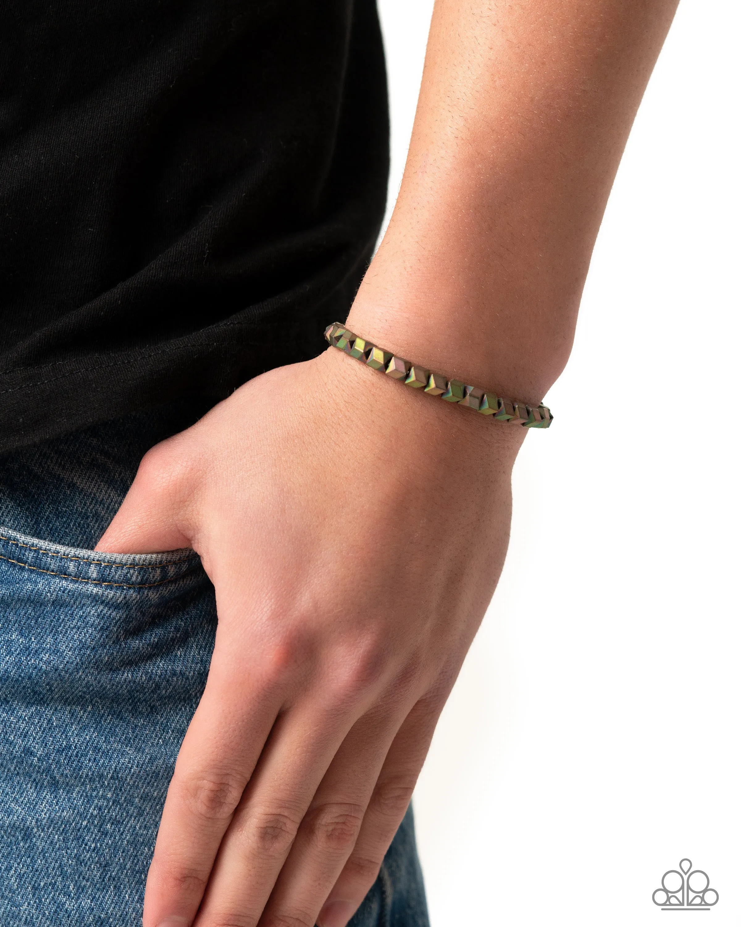 Faceted Finale - Multi - Oil Spill Bead Paparazzi Urban Stretchy Bracelet