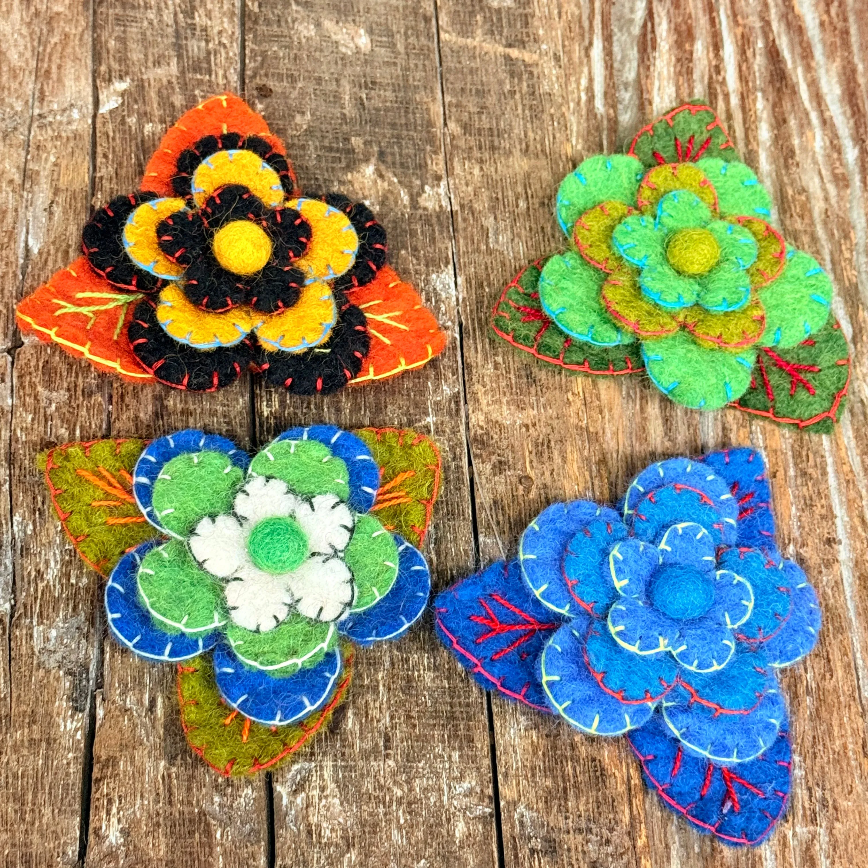 FELT FLOWER BROOCHES