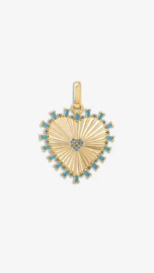 Fluted Heart Charm Turquoise