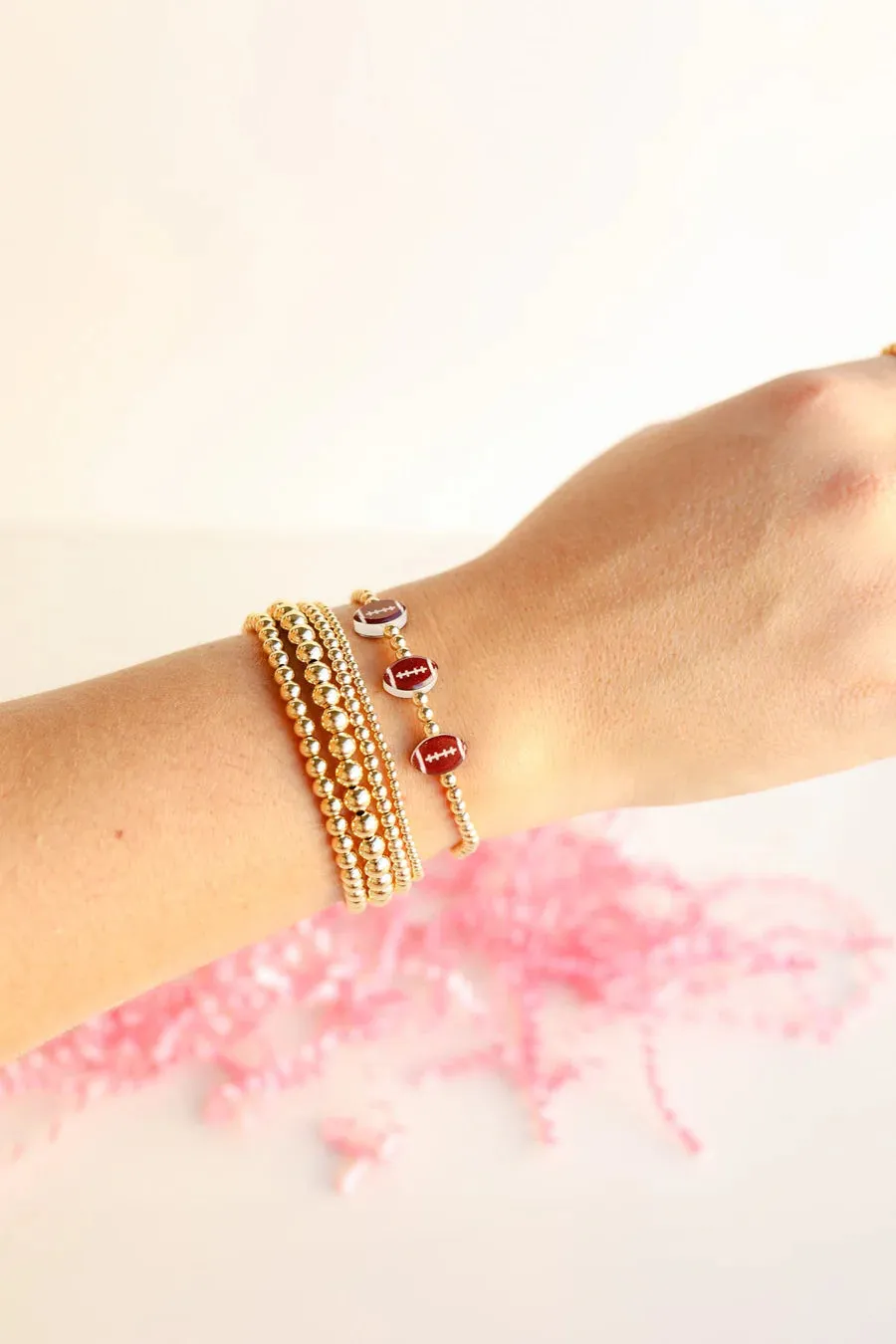 Football BB Bead Bracelet - 6.75"