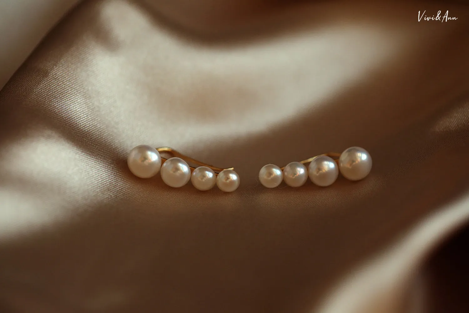Freshwater Pearl Climber Earrings 18K Gold Over Sterling Silver Post