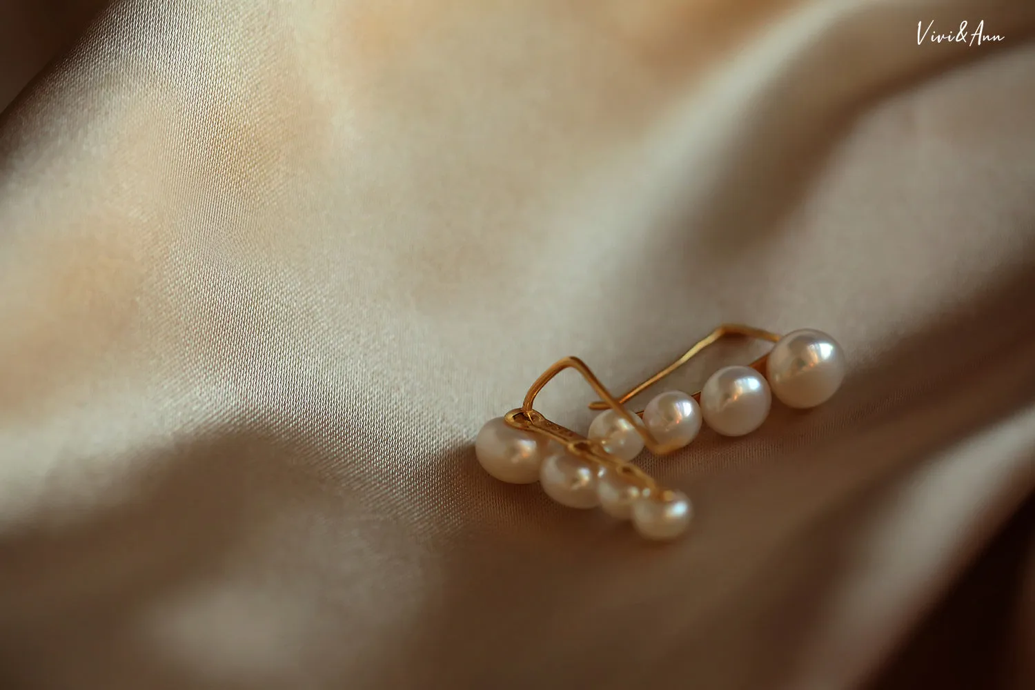 Freshwater Pearl Climber Earrings 18K Gold Over Sterling Silver Post