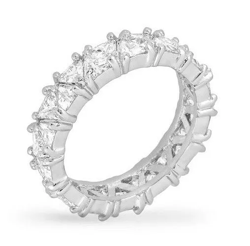 Fretila Trillant Triangle CZ Eternity Stackable Ring | 6ct | Sterling Silver