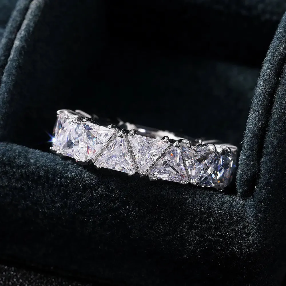 Fretila Trillant Triangle CZ Eternity Stackable Ring | 6ct | Sterling Silver