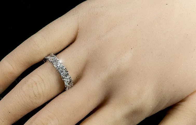 Fretila Trillant Triangle CZ Eternity Stackable Ring | 6ct | Sterling Silver