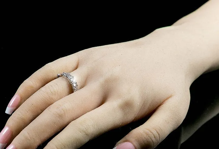 Fretila Trillant Triangle CZ Eternity Stackable Ring | 6ct | Sterling Silver