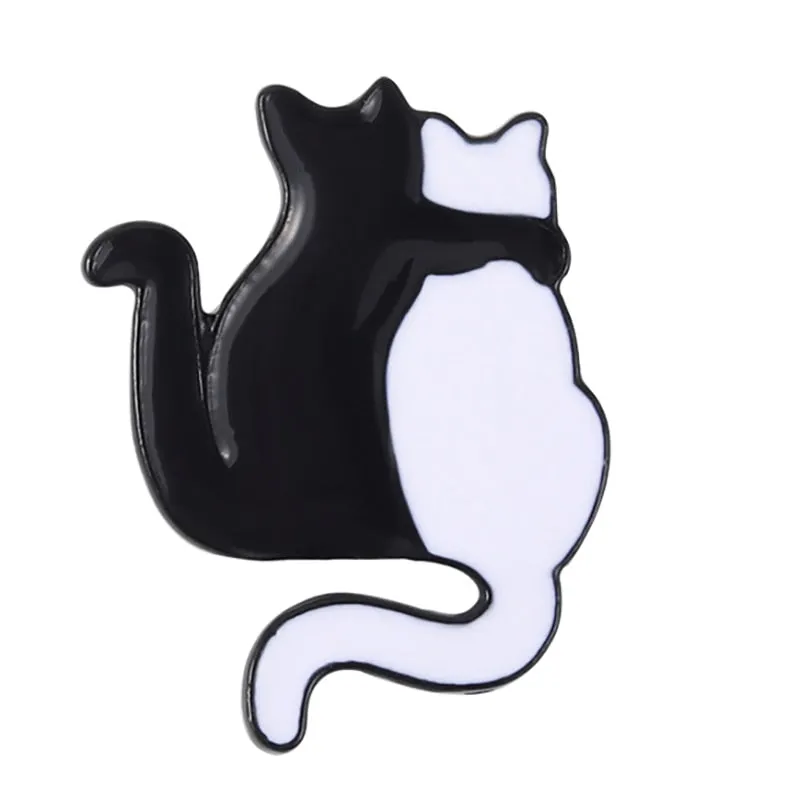 Funny Cat Skull Enamel Badge For Halloween