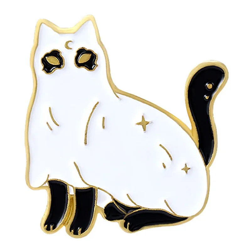 Funny Cat Skull Enamel Badge For Halloween