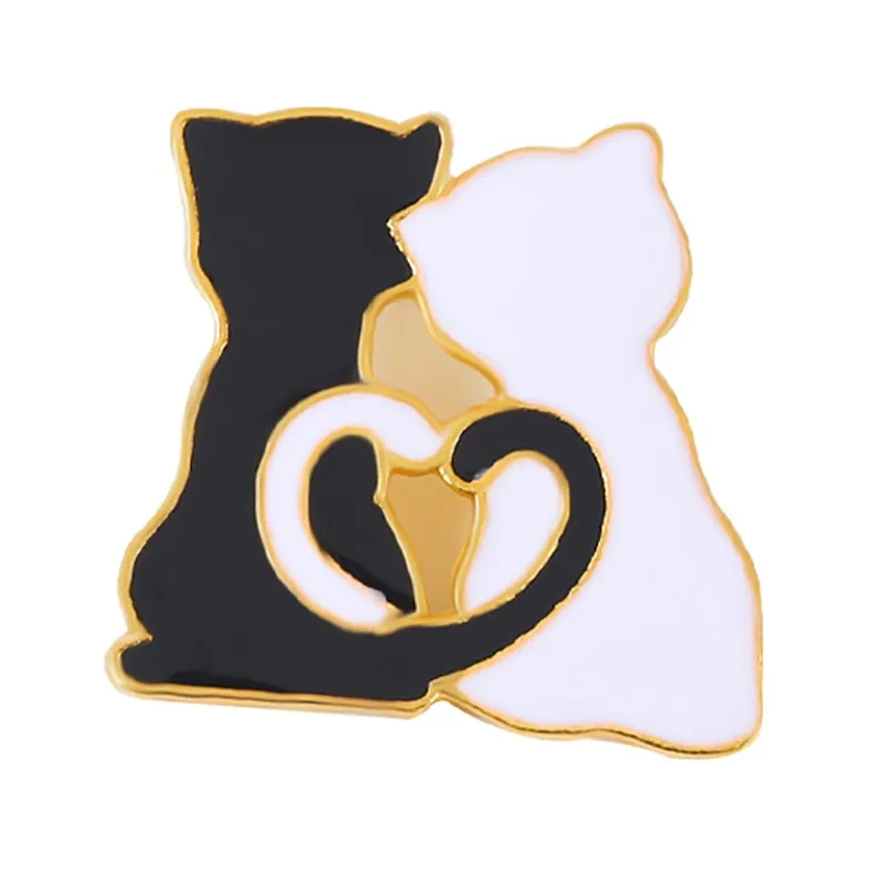 Funny Cat Skull Enamel Badge For Halloween