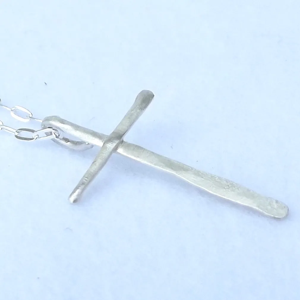 Fused Silver Cross Necklace