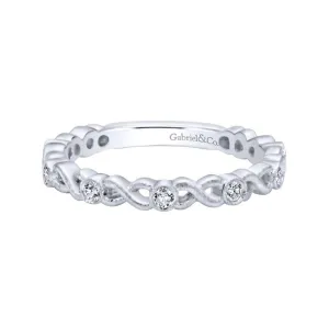 Gabriel & Co 14K White Gold Twisted Bezel Set Stackable Diamond Band