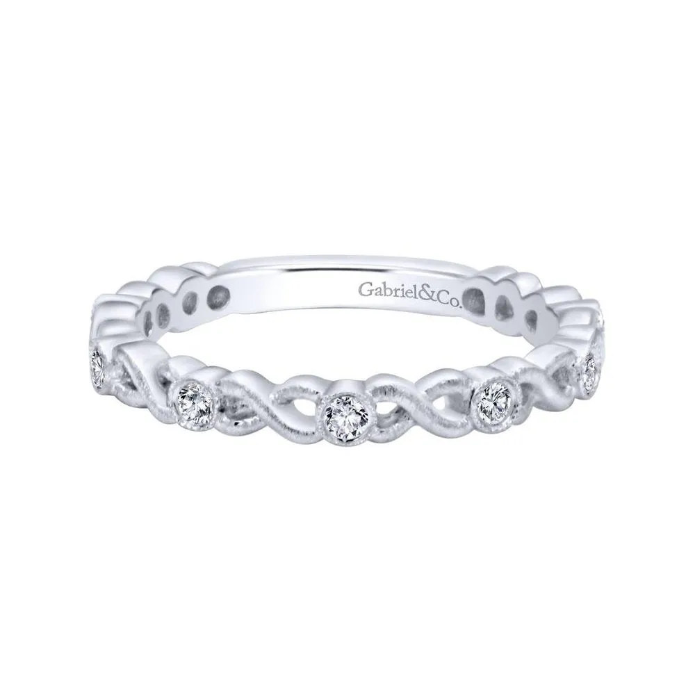 Gabriel & Co 14K White Gold Twisted Bezel Set Stackable Diamond Band