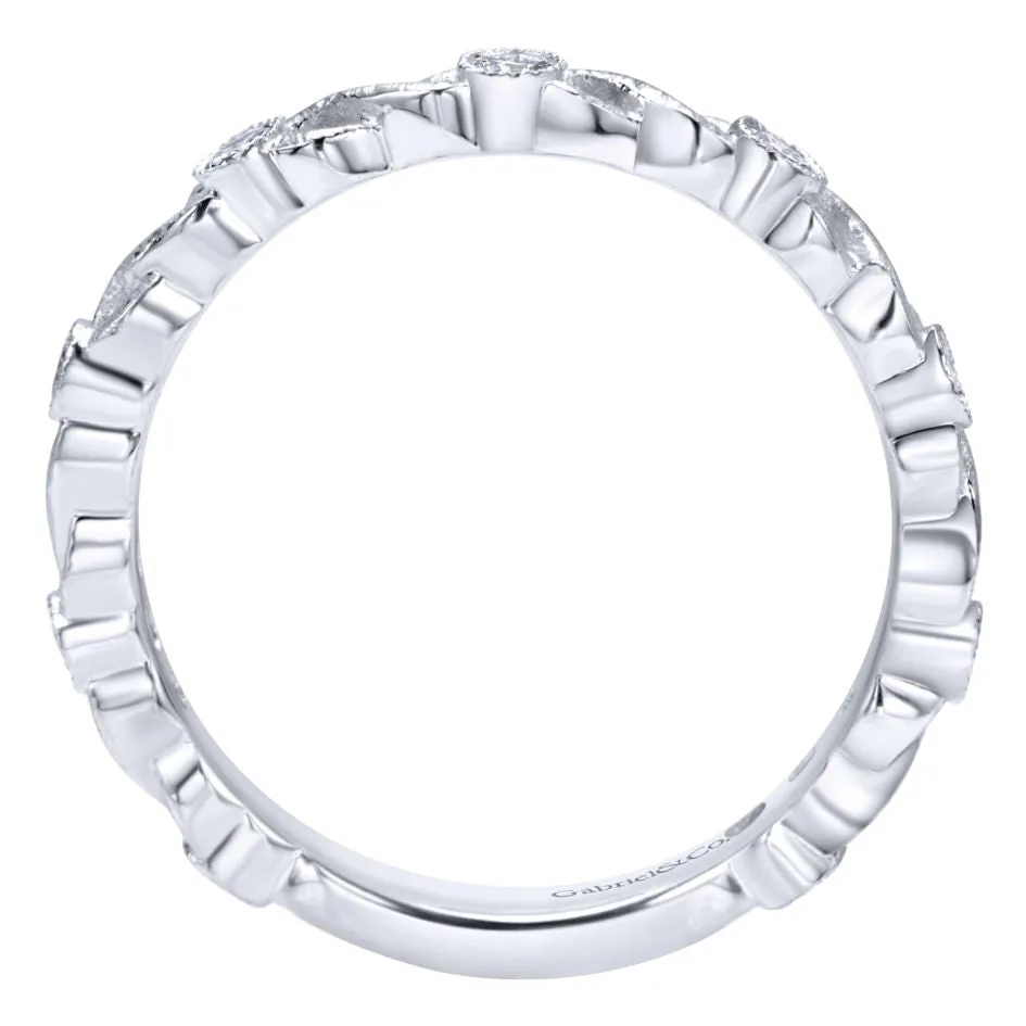 Gabriel & Co 14K White Gold Twisted Bezel Set Stackable Diamond Band
