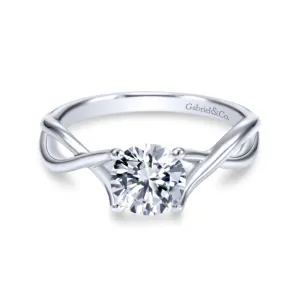 Gabriel & Co Kylo 14K White Gold Round Diamond Twisted Solitaire Semi Mount Engagement Ring