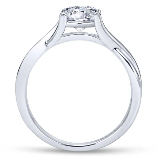 Gabriel & Co Kylo 14K White Gold Round Diamond Twisted Solitaire Semi Mount Engagement Ring