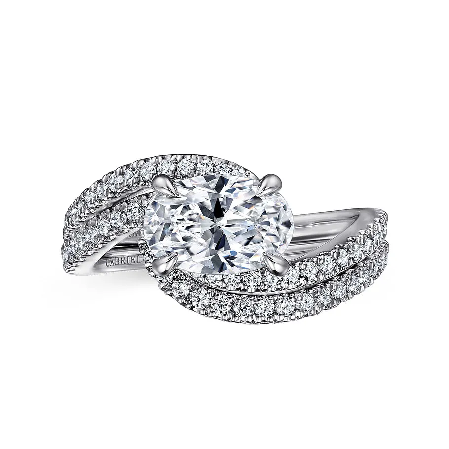 Gabriel & Co. "Aiva" East-West Bypass Diamond Engagement Ring