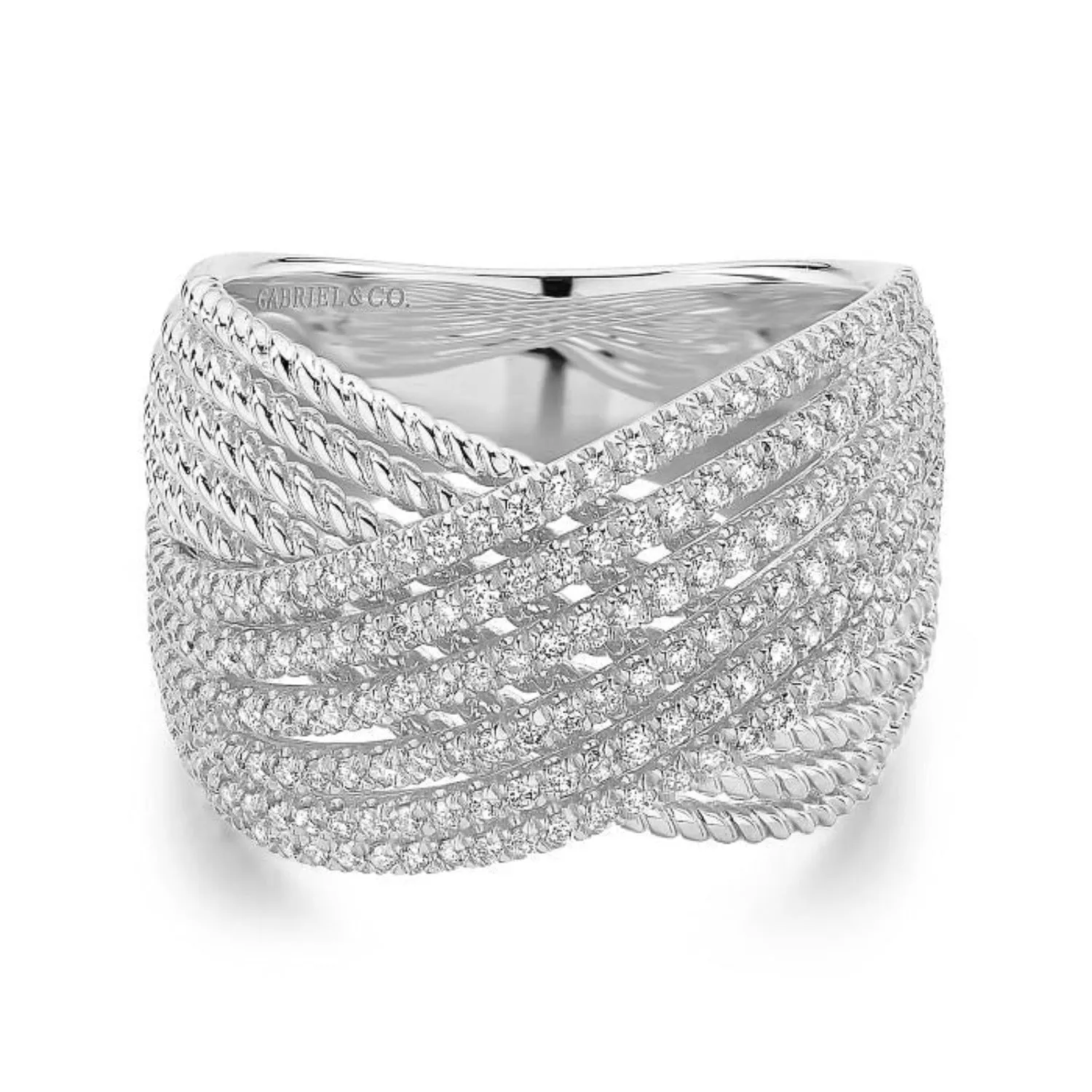 Gabriel & Co. "Hampton" Wide Twisted Rope & Diamond Ring