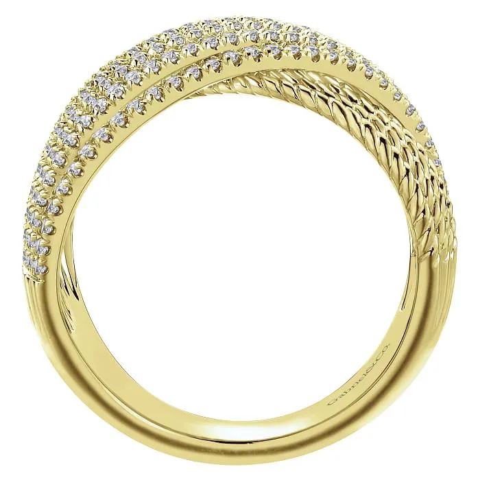 Gabriel & Co. "Hampton" Wide Twisted Rope & Diamond Ring