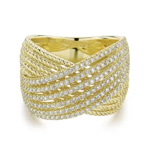Gabriel & Co. "Hampton" Wide Twisted Rope & Diamond Ring