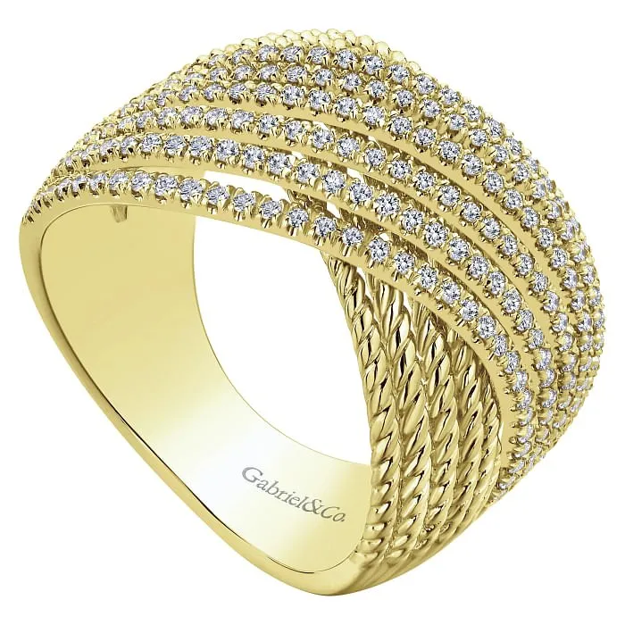 Gabriel & Co. "Hampton" Wide Twisted Rope & Diamond Ring