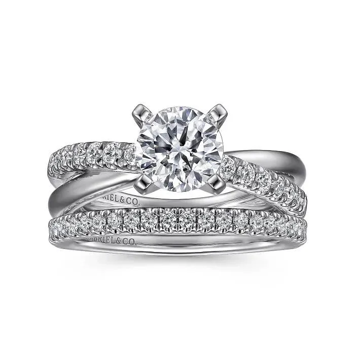 Gabriel & Co. Round Twisted Diamond Engagement Ring ER10439W44JJ