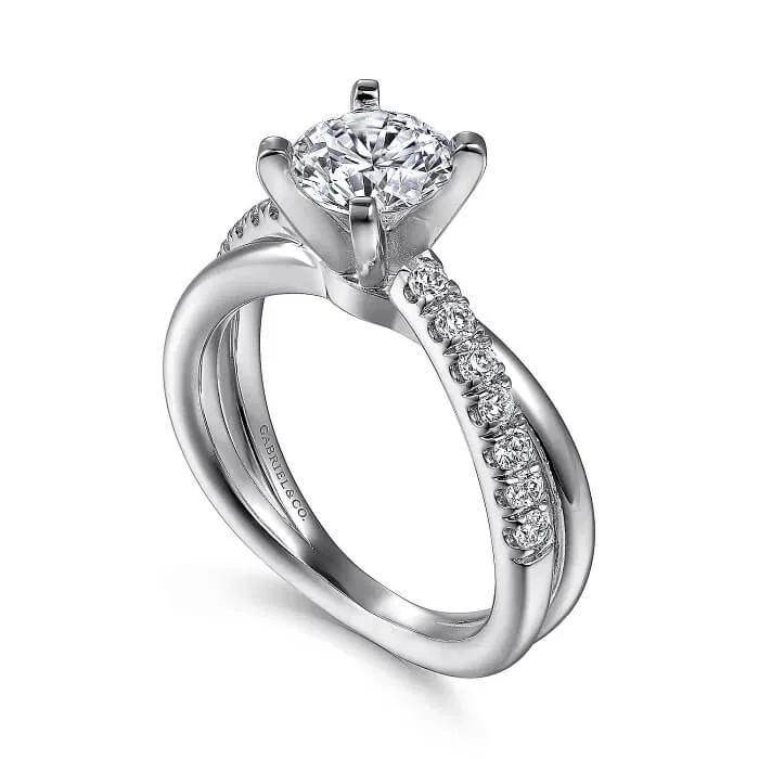 Gabriel & Co. Round Twisted Diamond Engagement Ring ER10439W44JJ