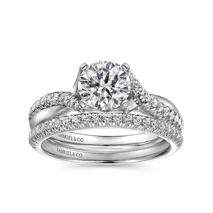 Gabriel & Co. Round Twisted Diamond Engagement Ring ER10951W44JJ
