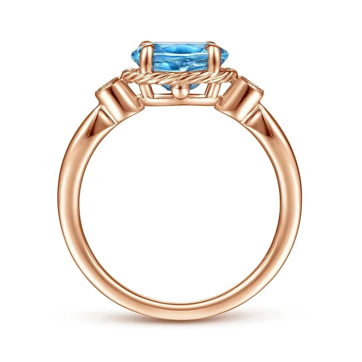 Gabriel & Co. Swiss Blue Oval Topaz Diamond Ring
