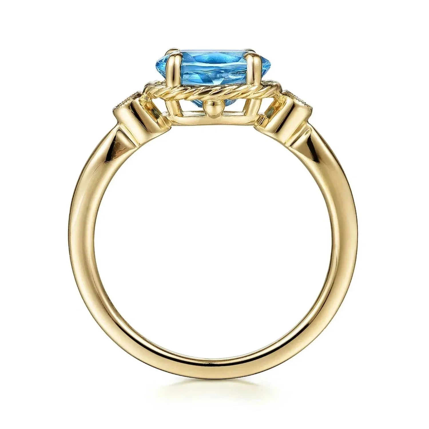Gabriel & Co. Swiss Blue Oval Topaz Diamond Ring