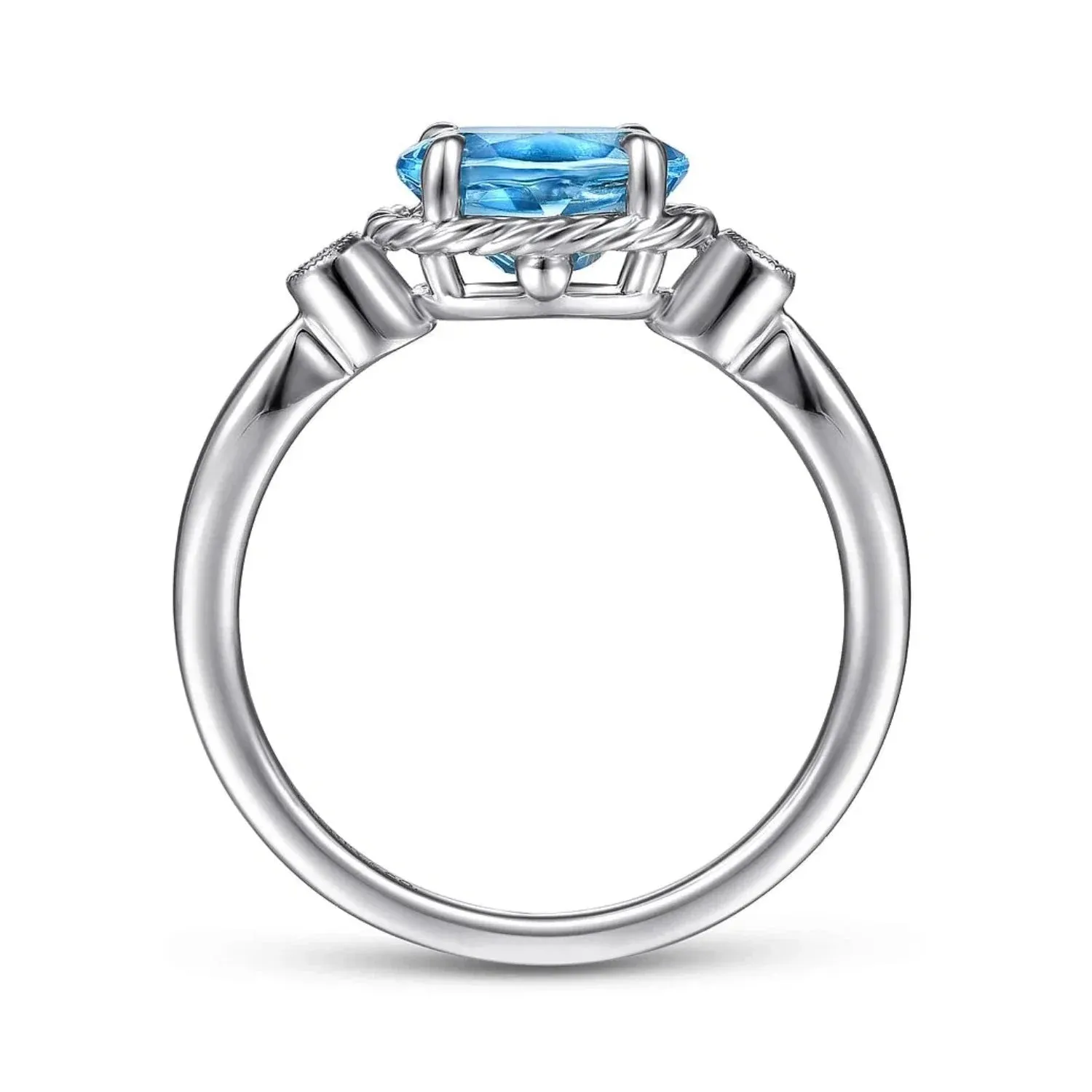 Gabriel & Co. Swiss Blue Oval Topaz Diamond Ring