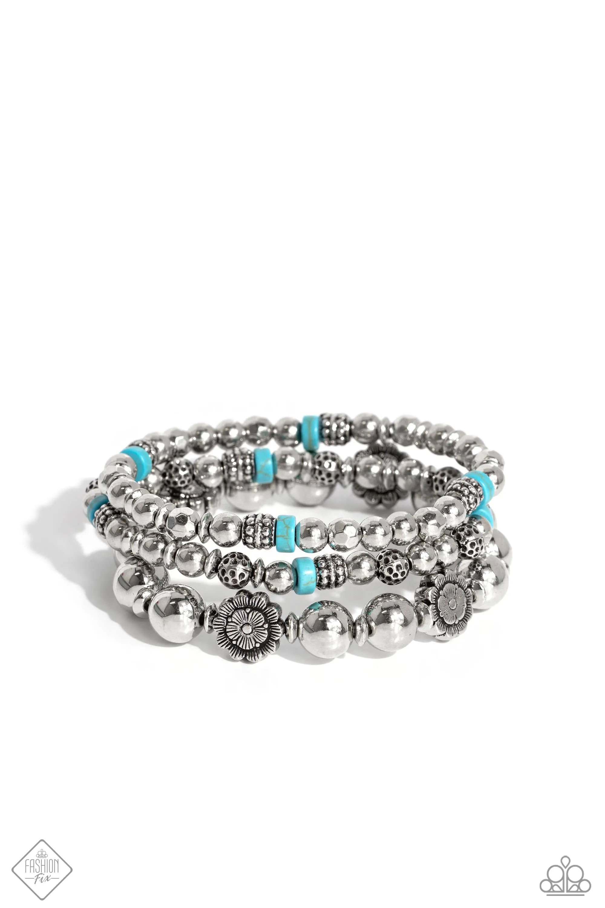 Garden Party Passion - Blue - Paparazzi Stretchy Bracelet - November 2023 Sante Fe