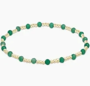 Gemstone Gold Sincerity Pattern 3MM Bead Bracelet- Green Onyx