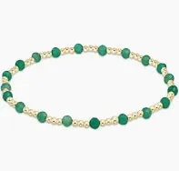 Gemstone Gold Sincerity Pattern 3MM Bead Bracelet- Green Onyx