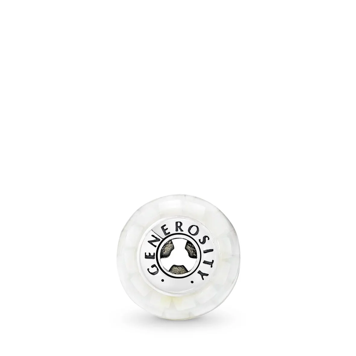 GENEROSITY ESSENCE COLLECTION charm in silver with mosaic of white mother of pearl and white acrylic