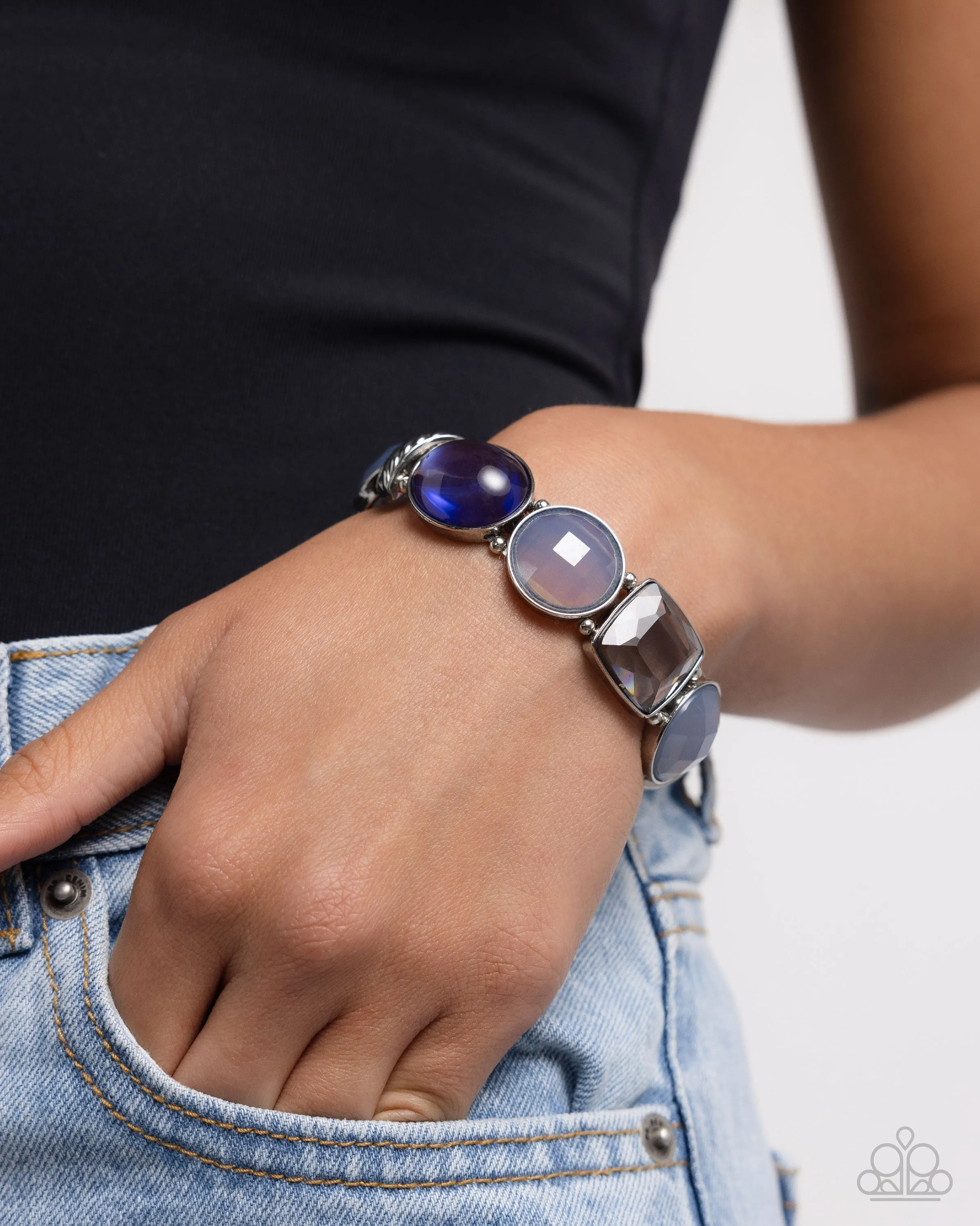 Glassy Generosity - Blue - Faceted Gem Paparazzi Stretchy Bracelet
