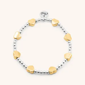 Glider Hearts Beads Bracelet, Silver & Gold