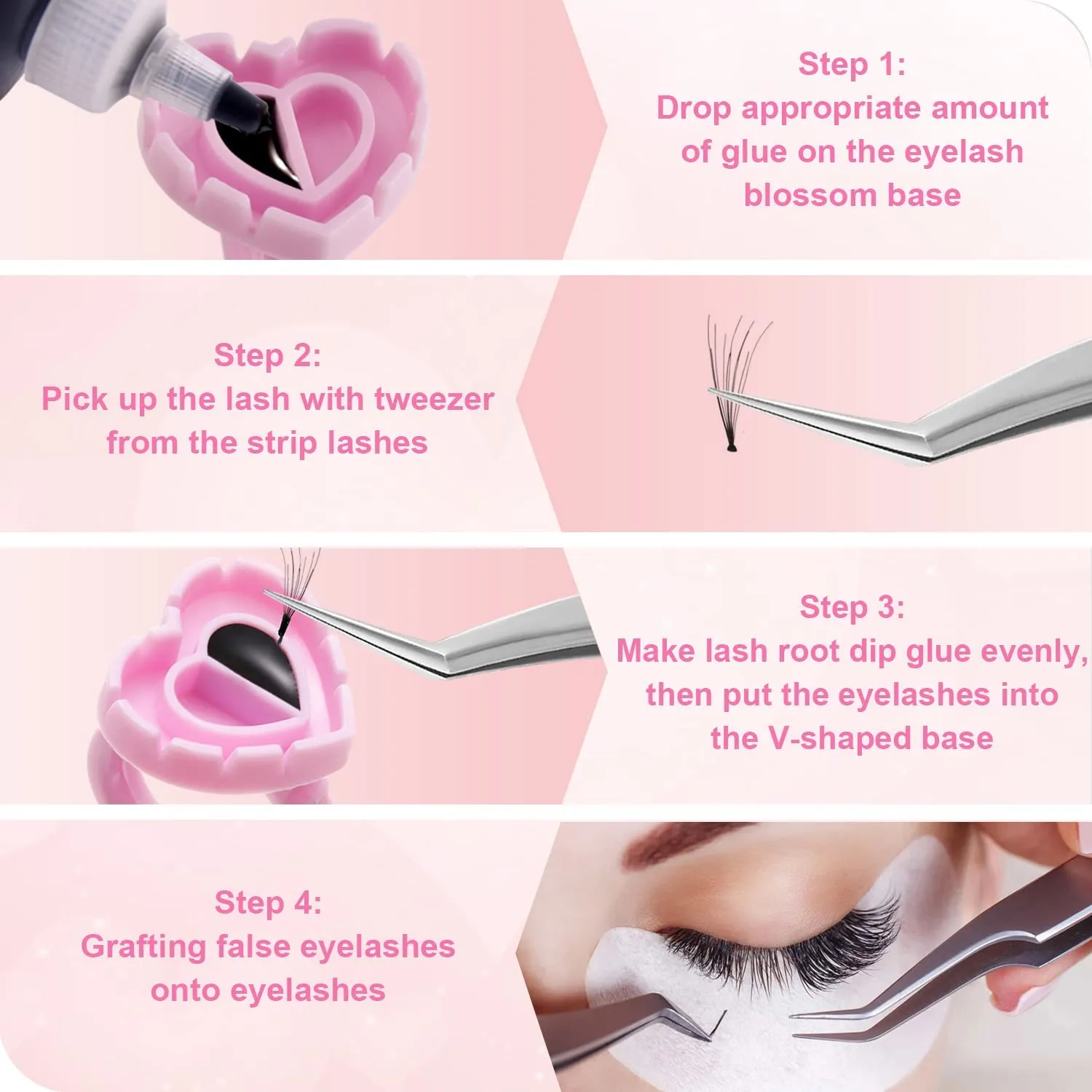 Glue Rings for Eyelash Extension Supplies, Urknall 500PCS Glue Rings Smart Eyelash Glue Rings for Lashes Fan Volume Heart Lash Glue Holder Ring Cups for Lash Extension Supplies