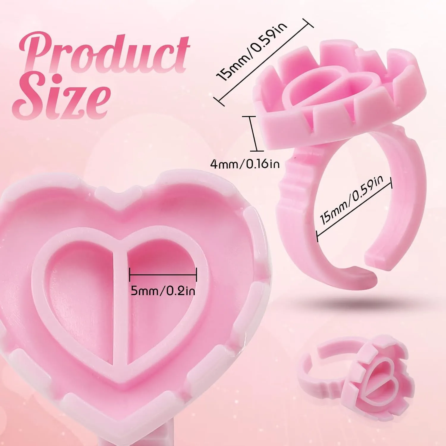 Glue Rings for Eyelash Extension Supplies, Urknall 500PCS Glue Rings Smart Eyelash Glue Rings for Lashes Fan Volume Heart Lash Glue Holder Ring Cups for Lash Extension Supplies