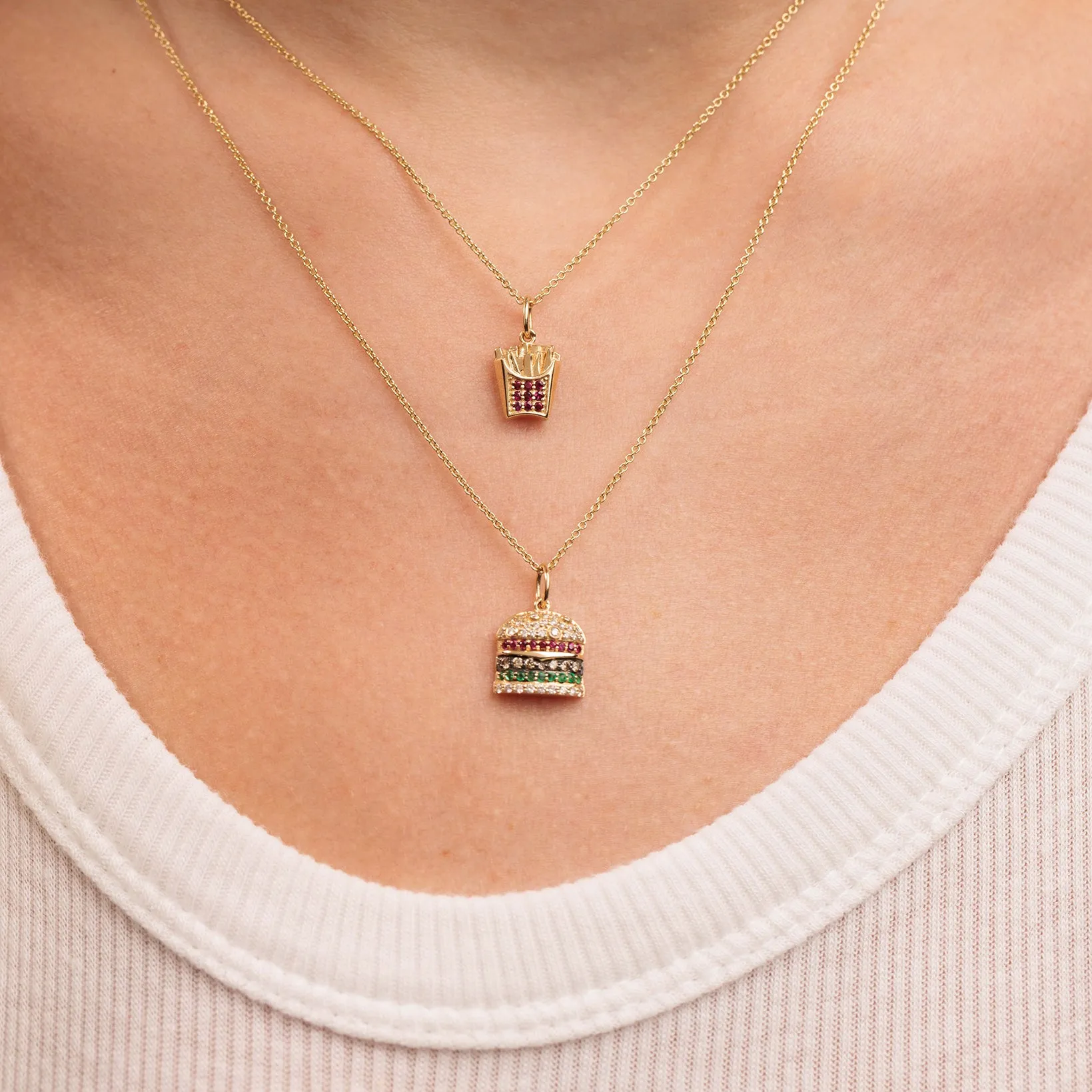 Gold & Diamond Burger Charm
